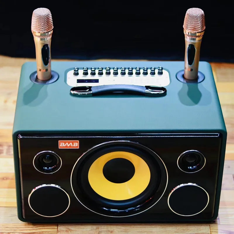 Professional High Power 8 "bass BT Retro Wooden Party Speakers Karaoke Home Theater Speakers With Microphone Sound