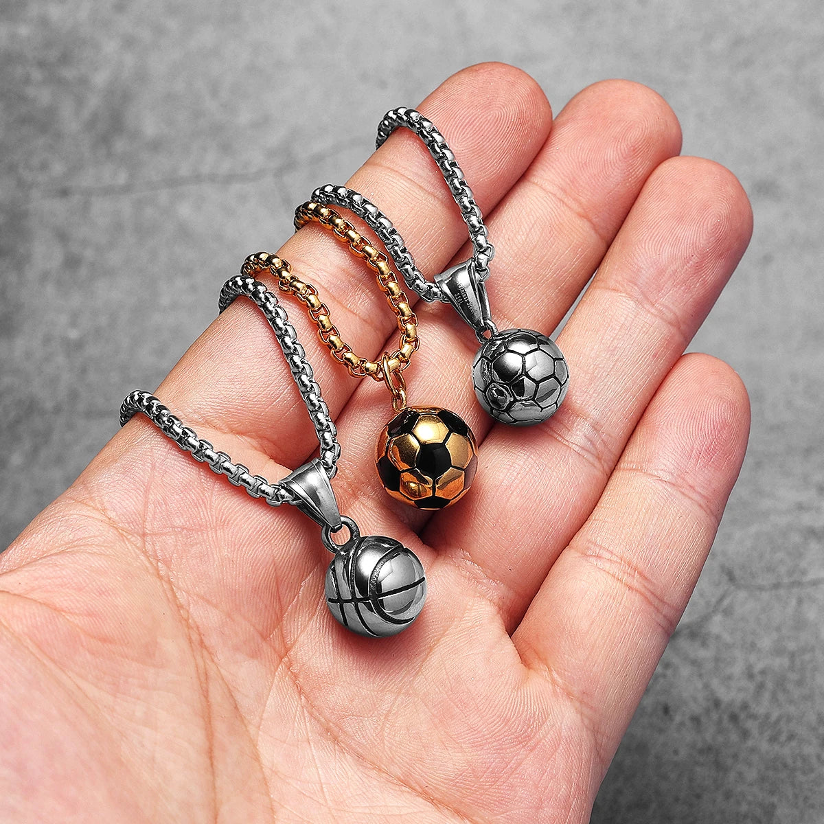 Basketball Football Men Necklaces With Pendant Stainless Steel Jewelry For Male Women Punk Hip Hop Accessories Gifts Wholesale