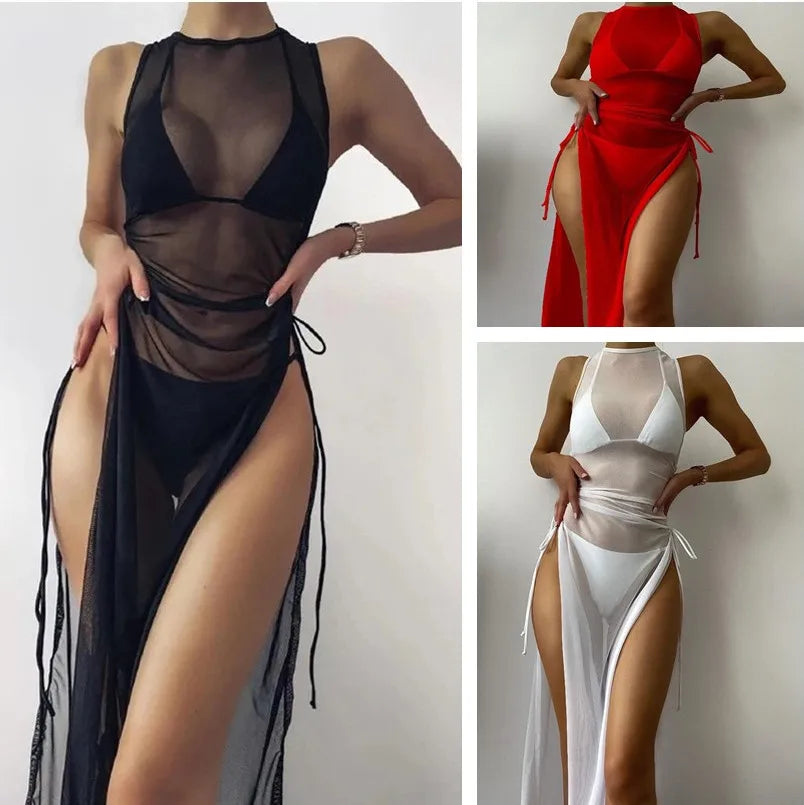 3PCS Beach Dress Bikini Set Pad Swimwear for women