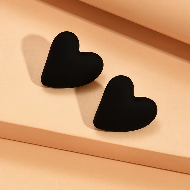 Koean Fashion Candy Color Acrylic Love Eardrop Simple Design Geometric Heart Party Jewelry Earrings Ear Studs All-match EarStuds