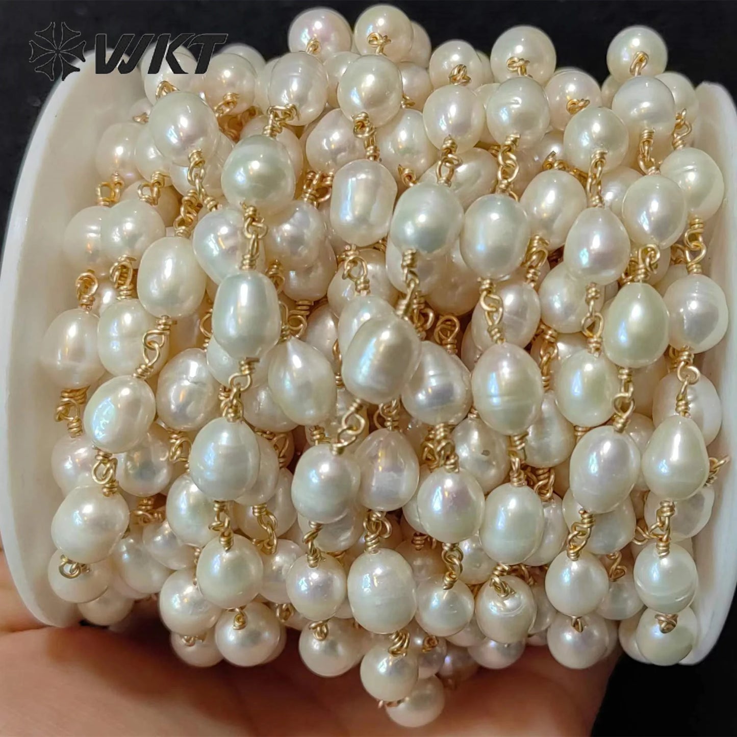 WT-RBC226 WKT 2023 Exquisite chain freshwater pearl 6-7mm 18k gold chain wedding design jewelry hot sale chains accessories