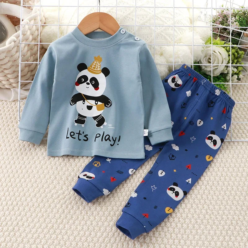 Neugeborene Kinder Jungen Mädchen Pyjama Sets Cartoon Casual Langarm Niedlich T-Shirt Tops mit Hosen Kleinkind Baby Herbst Schlafkleidung