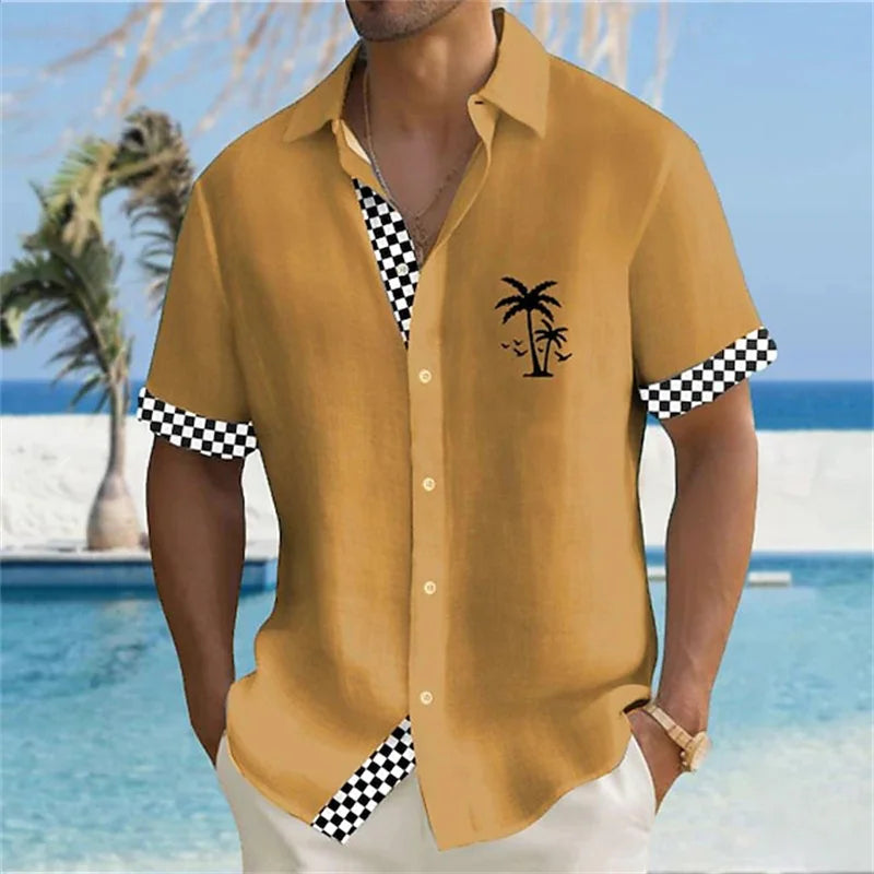 Hawaii Men's Shirt Coconut Logo Loose Fit Plus Size Shirt Pink High Quality Men's Clothing Beach Party Sweatshirt mon