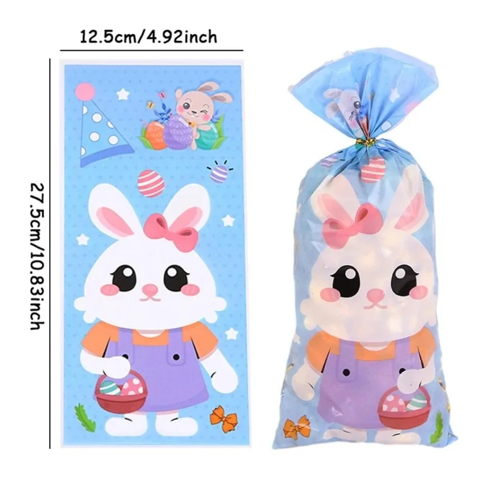 Plastic Easter Bunny Candy Bags Cartoon Packing Supplies Rabbit Ear Gift Bag Easter Party Packing Baking Tools
