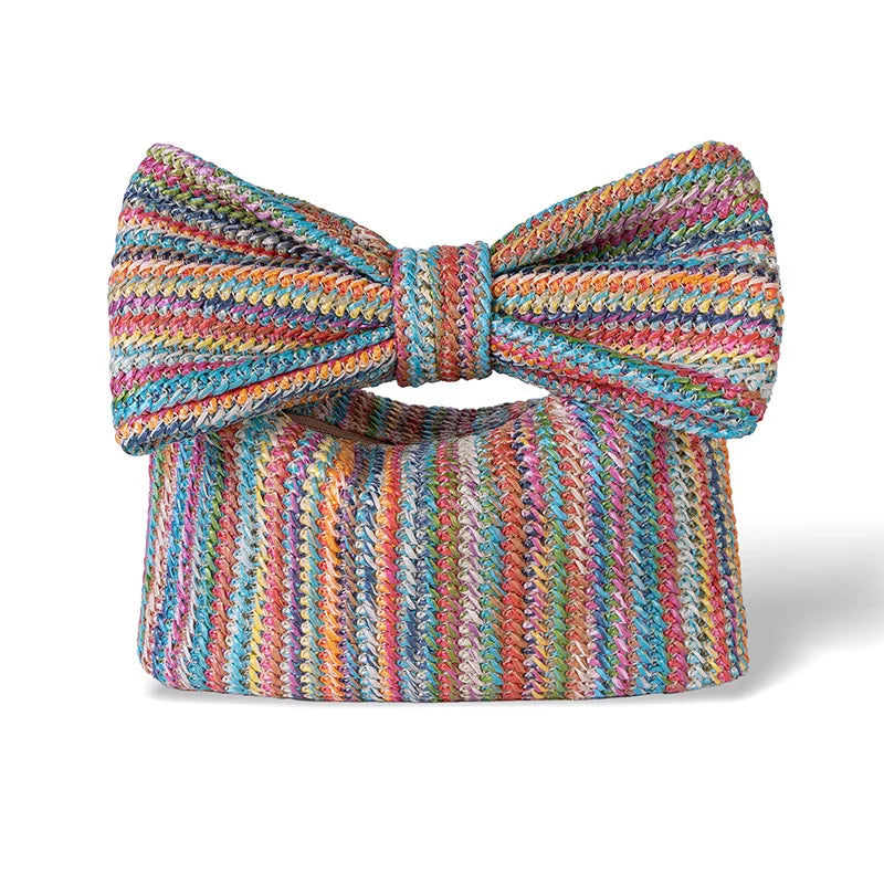 Fashion Trends Low Price Delicate Summer Bow Braided woven Bags Beach Straw Beaded Purses And Handbags