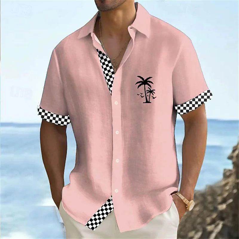 Hawaii Men's Shirt Coconut Logo Loose Fit Plus Size Shirt Pink High Quality Men's Clothing Beach Party Sweatshirt mon