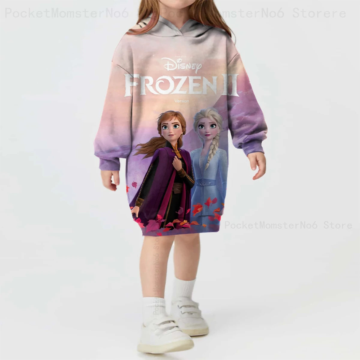 3D Printing Spring and Autumn Disney Frozen New Long-sleeved Hoodie Cute Princess Dress Kids Casual Girls Decoration