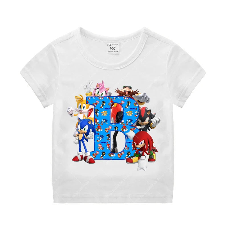 Sonics Kinder Sommer Baumwolle T-shirt Jungen Kurzarm Tops Anime Gedruckt Kleidung Kinder Cartoon Nette T-shirt Kleidung Weihnachten Geschenke 2025