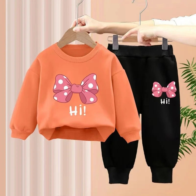 Herbst Baby Mädchen Kleidung Set Kinder Sport Bogen Brief Druck Sweatshirt Top und Hosen Butt Zwei Stück Anzug Baumwolle Trainingsanzug
