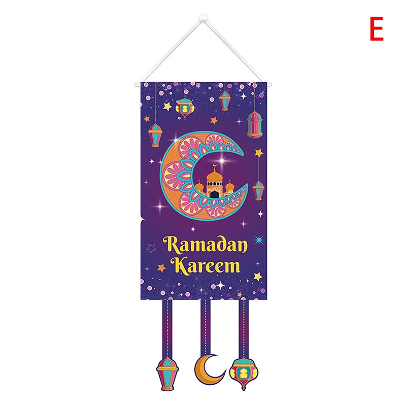 Home Ramadan Mubarak hangs flag, Islamic Muslim Party decorates home decor banner