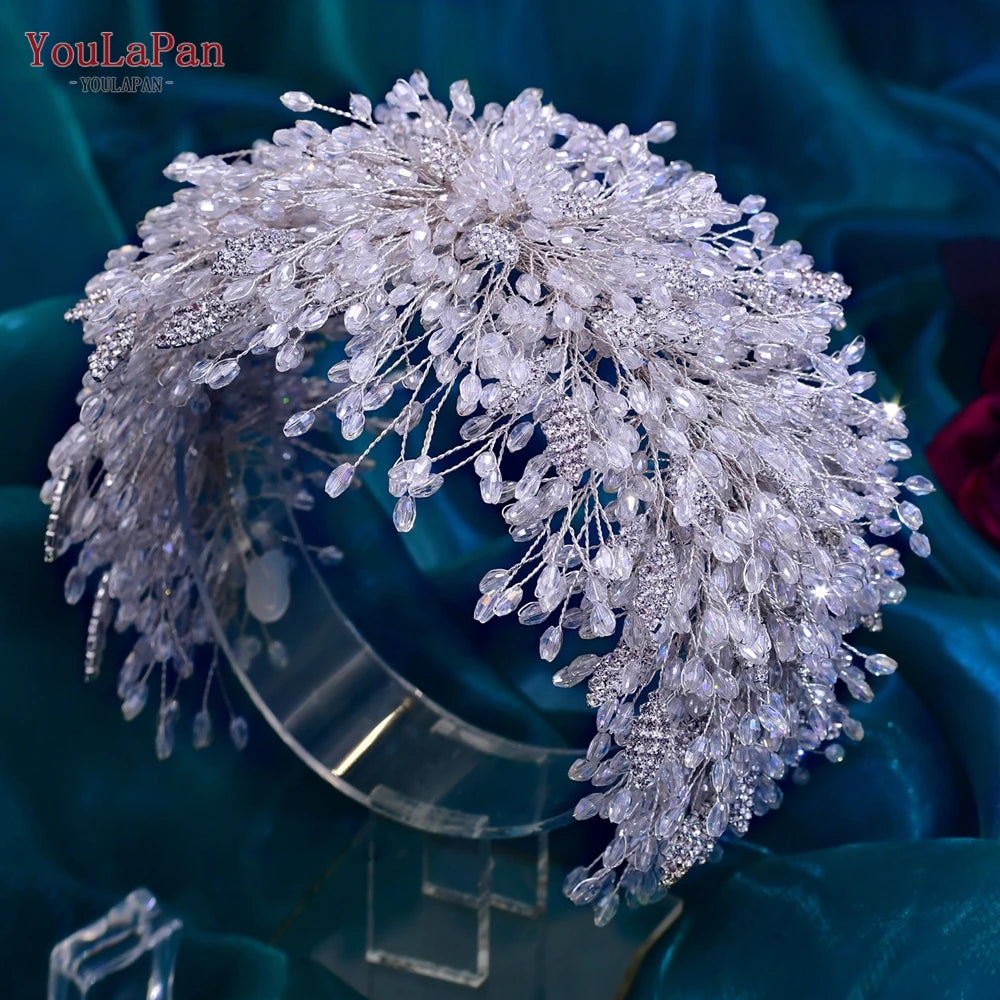 YouLaPan Handmade Crystal Bridal Hair Crown High Quality Bridal Tiara Headdress Wedding Hair Accessories Woman Headband HP397