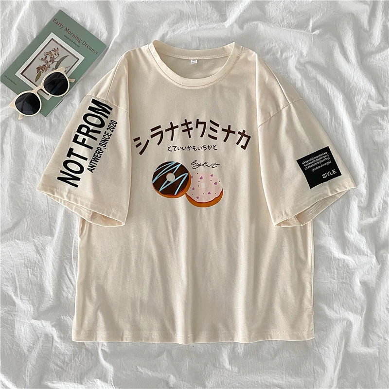 preppy style women Two Piece Set Outfit summer short Sleeve letters Tops & dress suits casual loose t-shirts + skrit woman sets