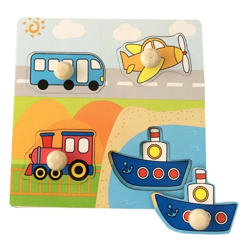 Montessori Baby Toys 3D Wooden Puzzles Children'S Hand Scratch Board Puzzle Kids Early Learning Education Fruit Cognitive Toy
