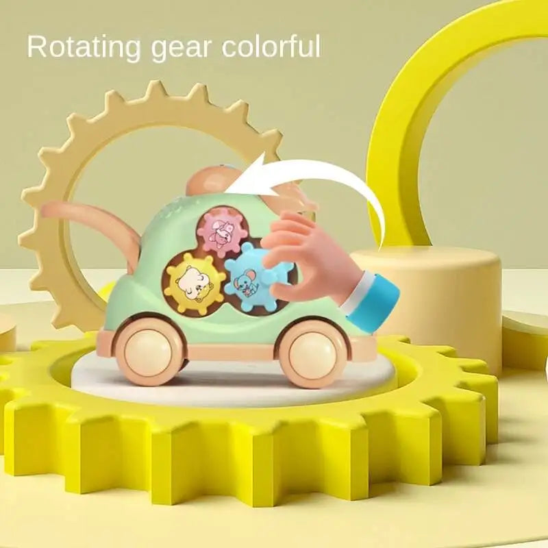 1Pc Creative Luminous Music Story Children Car Toy Machine Cartoon Polyhedral Trolley Coax Baby Crawling and Walking Toys