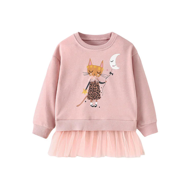 Springen Meter Neue Ankunft 2-7T Mädchen Baby Kleidung Maus Applique Mädchen Sweatshirts Kleinkind Kostüm Mesh Mit Kapuze Shirts
