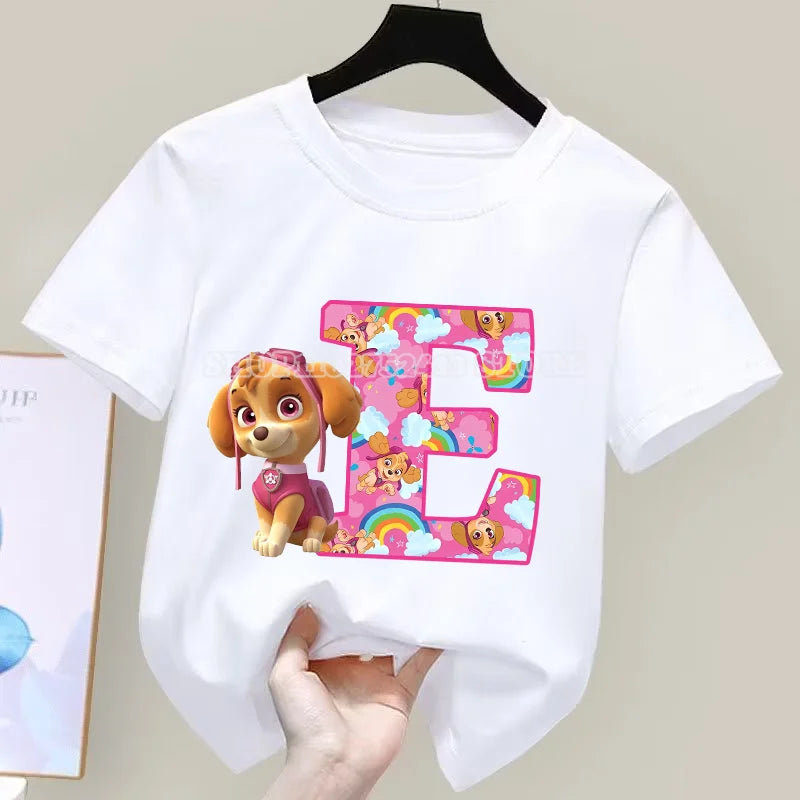 Paw Patrol T-Shirt Sommer Jungen Mädchen Saugfähige Shirts Niedliche Cartoon Chase Skye Weiße Kleidung Einfache Basic Vielseitige Kleidung Geschenk