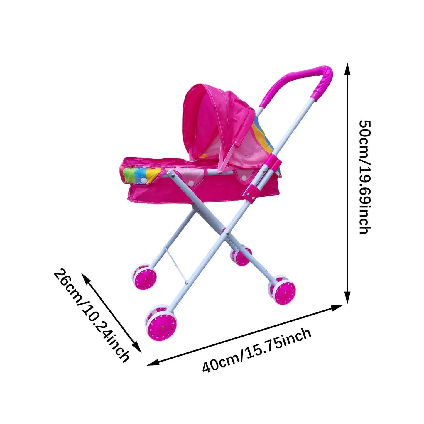 Doll Stroller Doll Accessories Toddlers Role Play Trolley for Infant Kids
