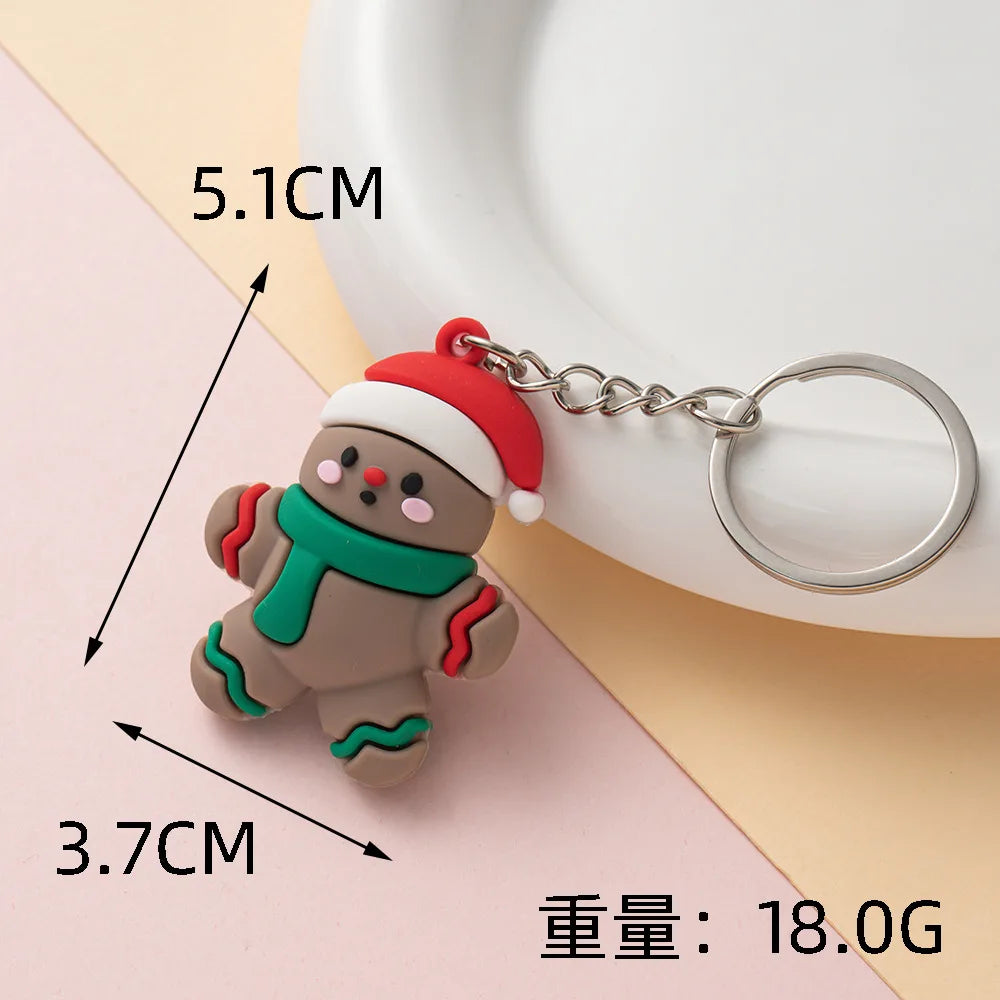 Christmas Keychain Cartoon Cute Doll Pendant Santa Claus Snowman Tree Keyring for Men Women Party Decoration Souvenir