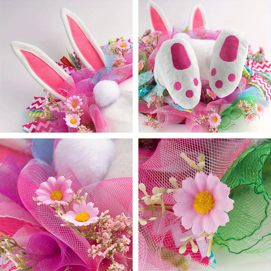 2025 New Easter Bunny Wreath Colorful Door Wall Oranments Happy Rabbit Home Party Creative Garland Festival Decoration Props