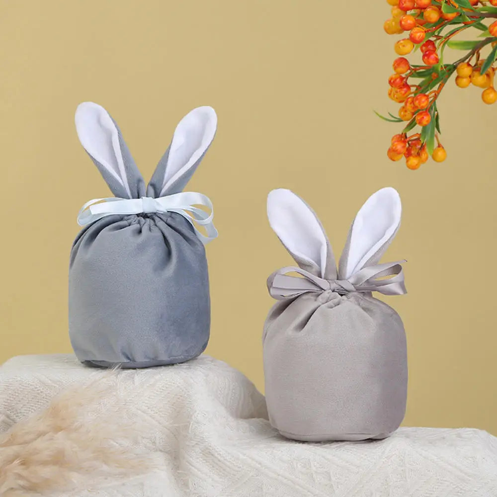 Easter Bunny Rabbit Bags Ears Velvet Bag Gift Bag Candy Packaging Box Wedding Party 2025 Easter Decoration