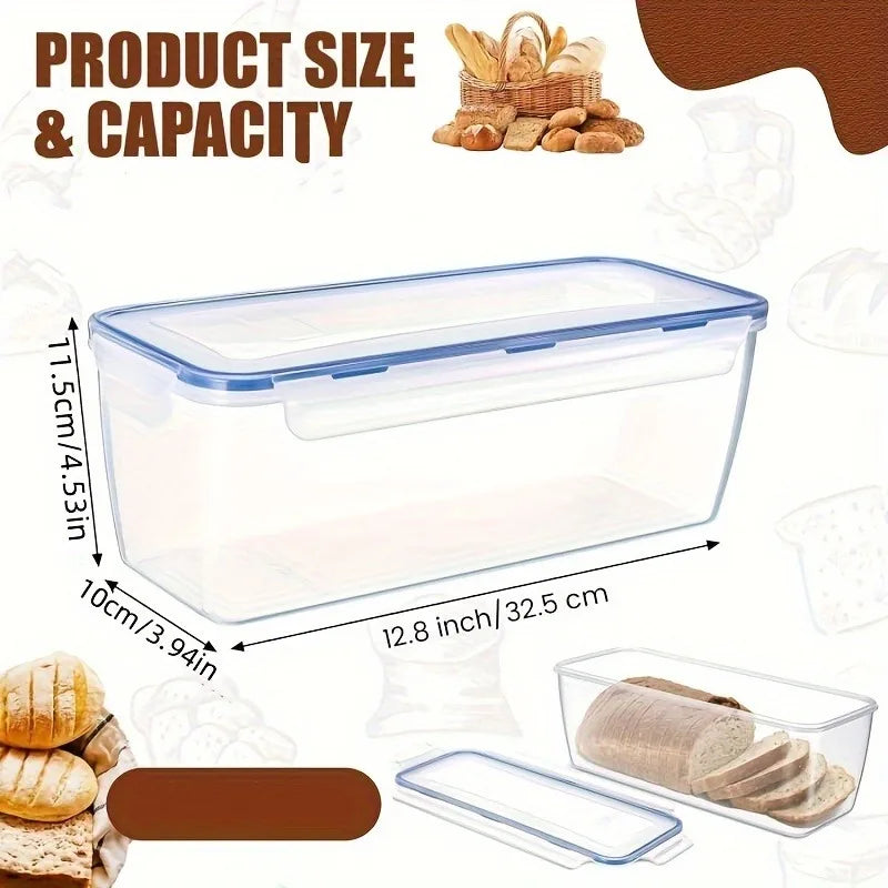 Plastic Bread Storage Box Airtight Food Storage Container Sandwich Bread Keeper with Lid Loaf Bread Container Kitchen Organizer