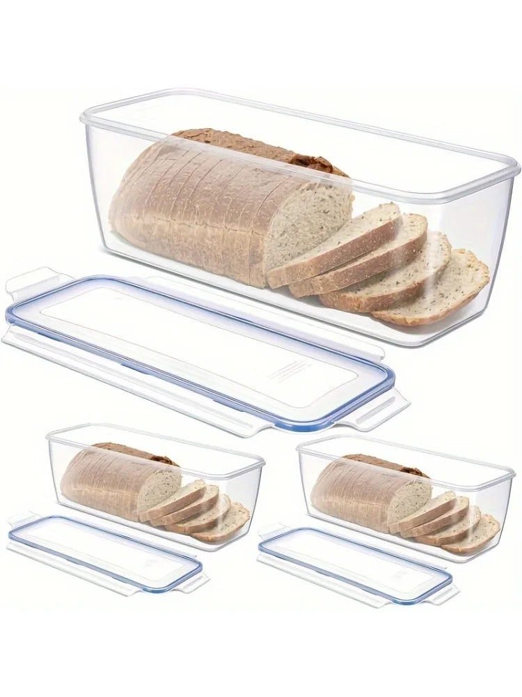 Plastic Bread Storage Box Airtight Food Storage Container Sandwich Bread Keeper with Lid Loaf Bread Container Kitchen Organizer
