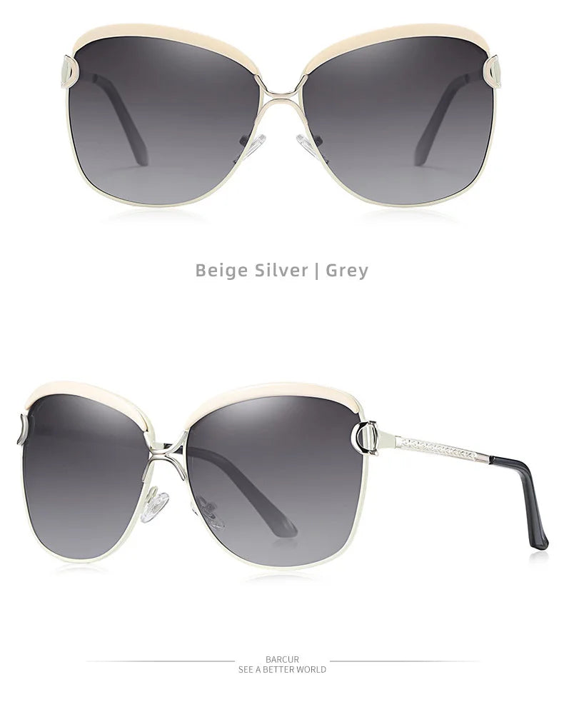 BARCUR Polarized Ladies Sunglasses Women Gradient Lens Round Sun Glasses Square Luxury Brand Oculos Lunette De Soleil Femme