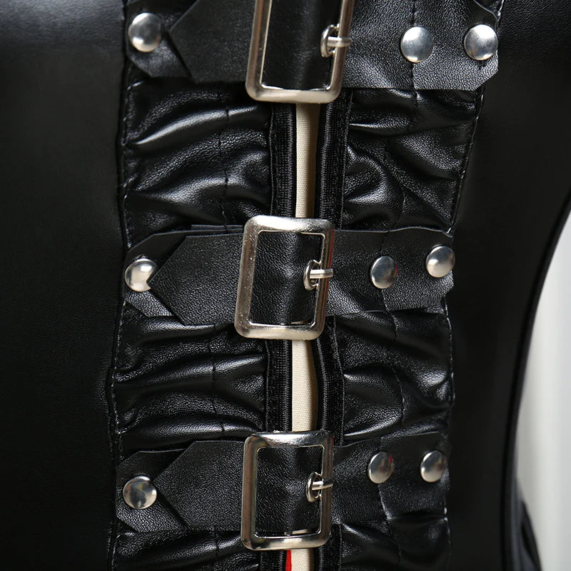 Corsets Leather Corset with Buckles Steel Boned Steampunk Gothic Bustier Waist Training Corselet Vest