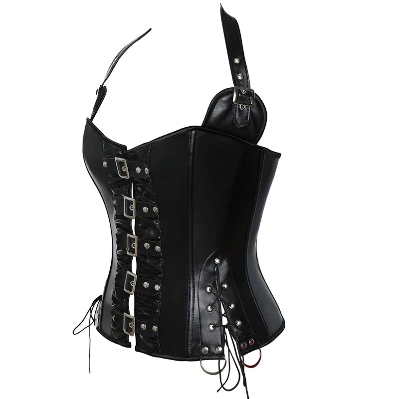 Corsets Leather Corset with Buckles Steel Boned Steampunk Gothic Bustier Waist Training Corselet Vest