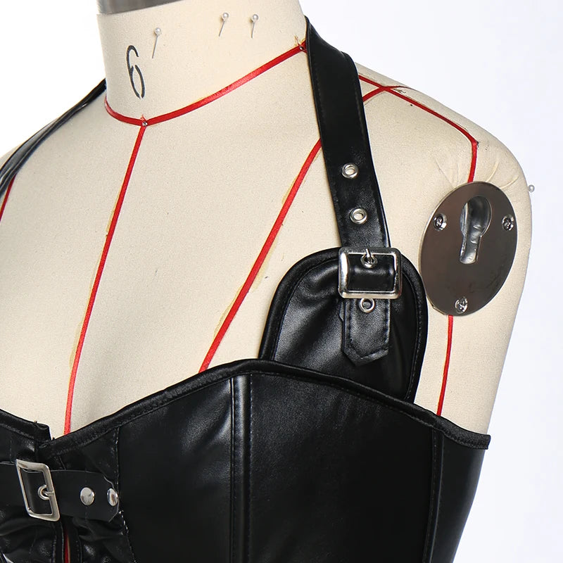 Corsets Leather Corset with Buckles Steel Boned Steampunk Gothic Bustier Waist Training Corselet Vest
