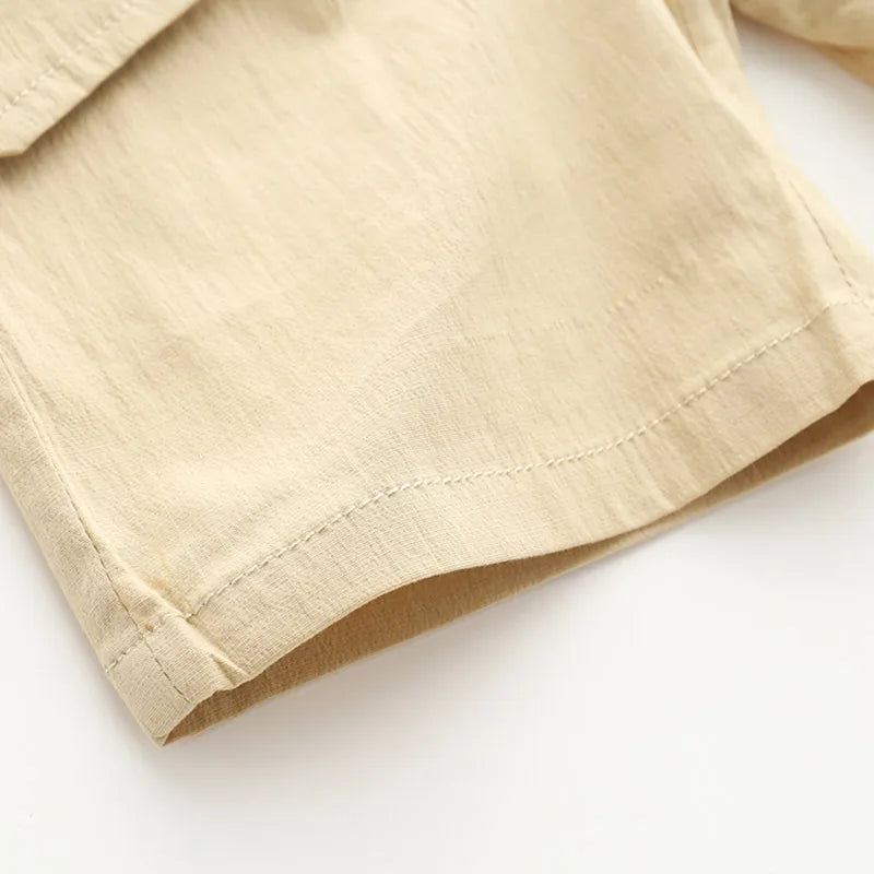 New Fashion Summer Child Clothes Adjustable Elastic Solid Color Beach Cargo Shorts For Kids Boys