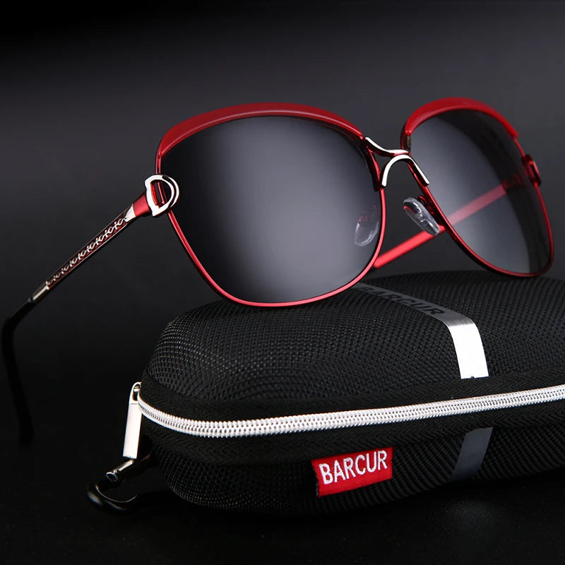 BARCUR Polarized Ladies Sunglasses Women Gradient Lens Round Sun Glasses Square Luxury Brand Oculos Lunette De Soleil Femme