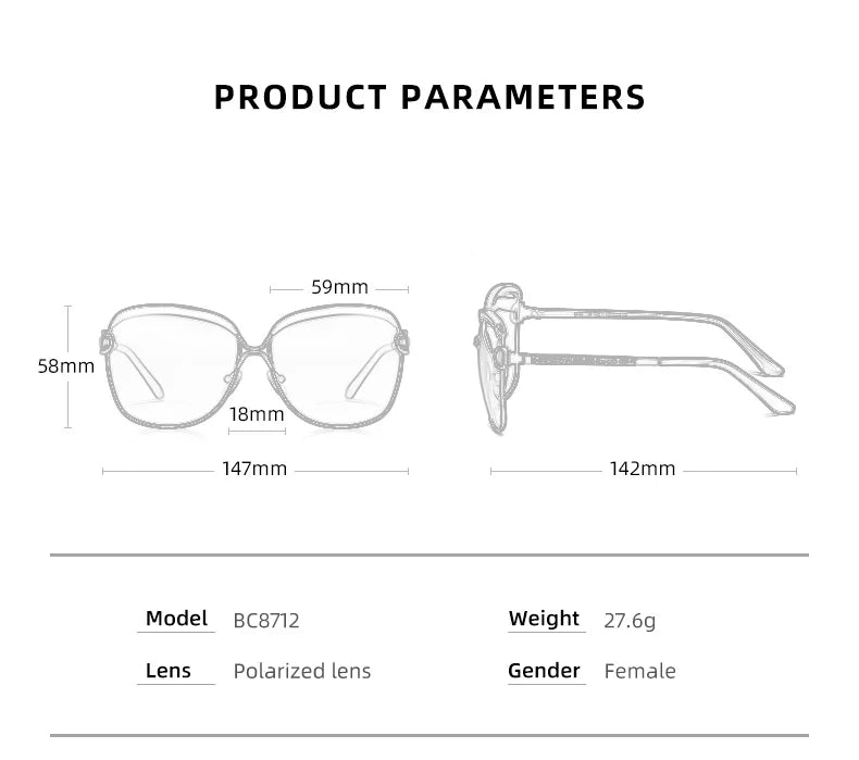 BARCUR Polarized Ladies Sunglasses Women Gradient Lens Round Sun Glasses Square Luxury Brand Oculos Lunette De Soleil Femme