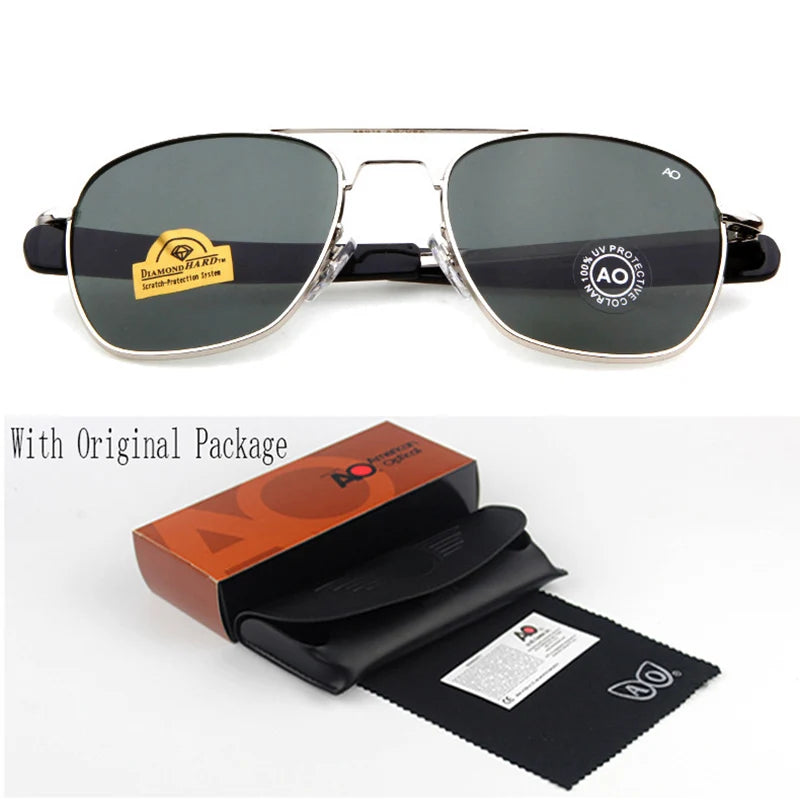 Fashion Sunglasses Men American Army Military Brand Designer AO Sun Glasses For Male Optical Glass Lens de sol RS263 mon