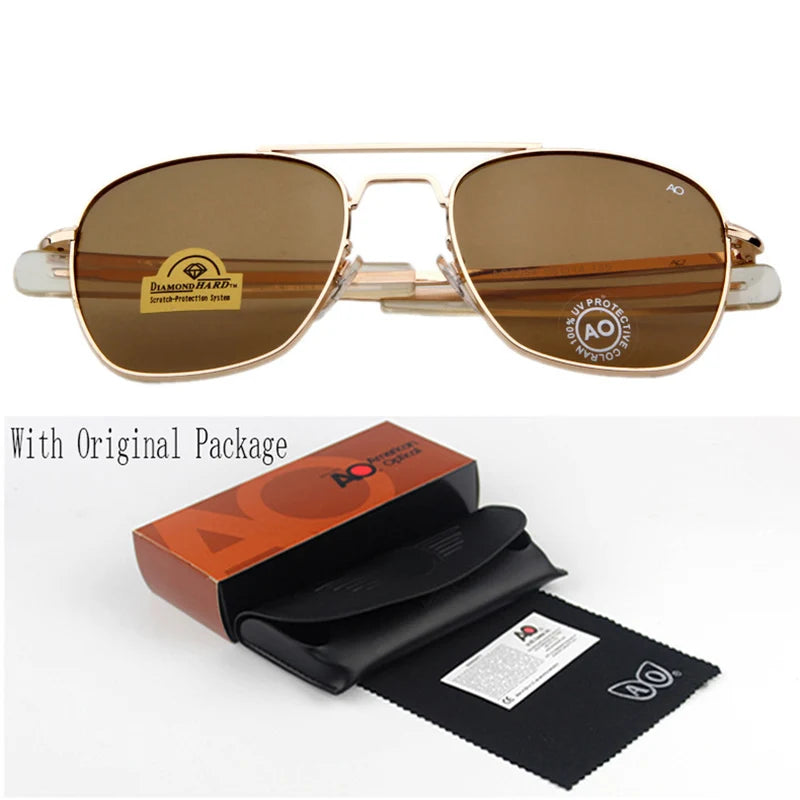 Fashion Sunglasses Men American Army Military Brand Designer AO Sun Glasses For Male Optical Glass Lens de sol RS263 mon