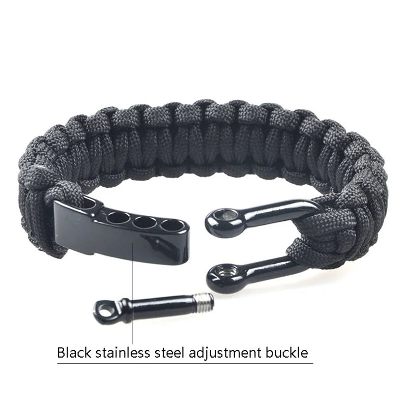 Multi Functional Emergency Paracord Bracelet Survival Parachute Outdoor Tools Scraper Whistle Buckle Jewelry Men Women