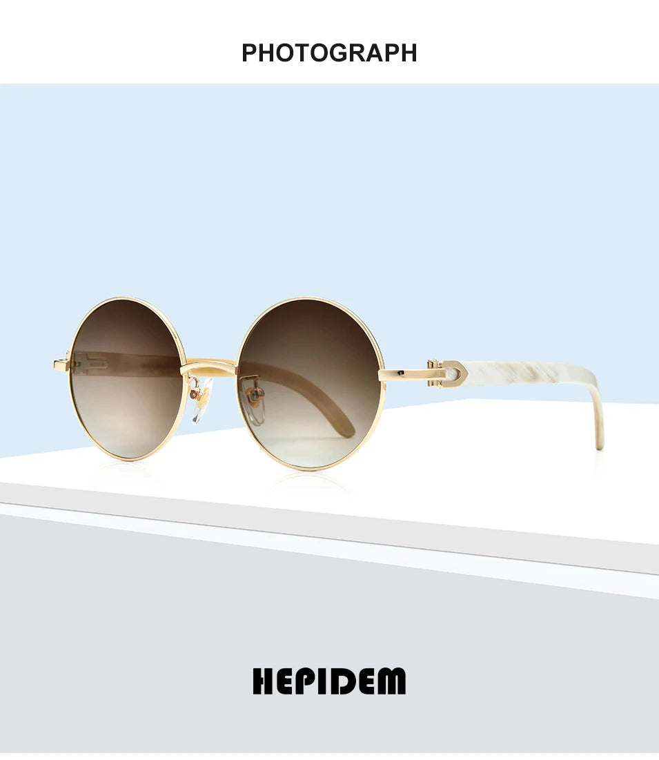 HEPIDEM High Quality Men Buffs Sunglasses Square Luxury Brand Design Diamond Sumptuous Sun Glasses Women Buffalo Horn Glasses
