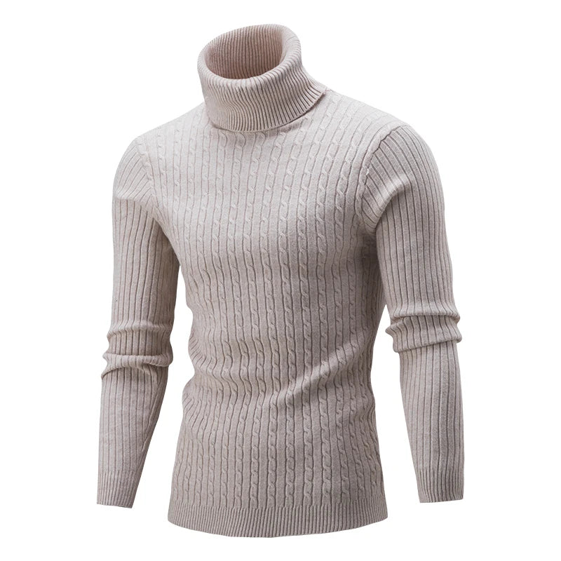 Men Warm Turtleneck Sweater Men's Roll neck Warm Knitted Sweater Keep Warm Men Casual Jumper Knit Woolen Sweater