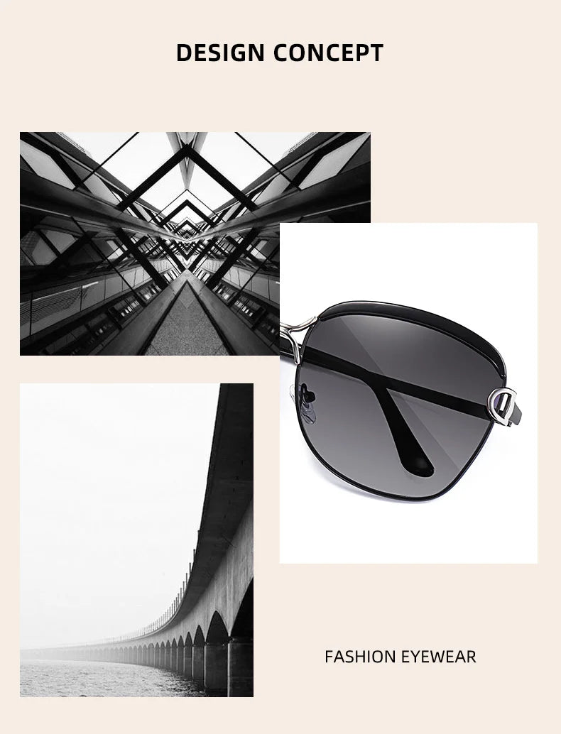BARCUR Polarized Ladies Sunglasses Women Gradient Lens Round Sun Glasses Square Luxury Brand Oculos Lunette De Soleil Femme