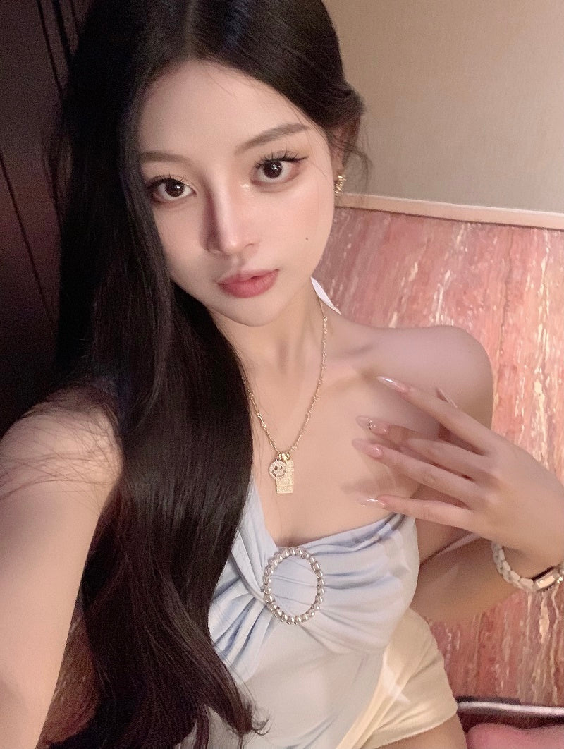 Oblique Shoulder Strap Early Autumn Stylish Short Silm Tube Top