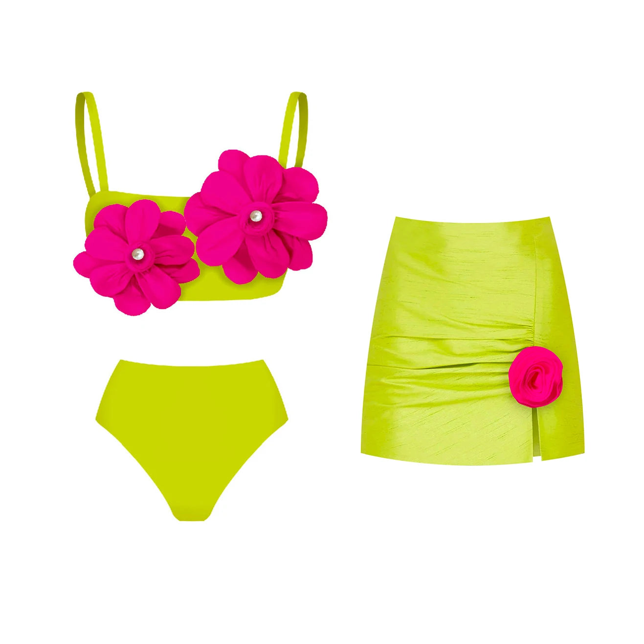 Red Flower Swimsuit With Cover Up Luxury Woman Swimwear Off Shoulder Swim Suits Female Sliming Bodysuit Chic Beachwear
