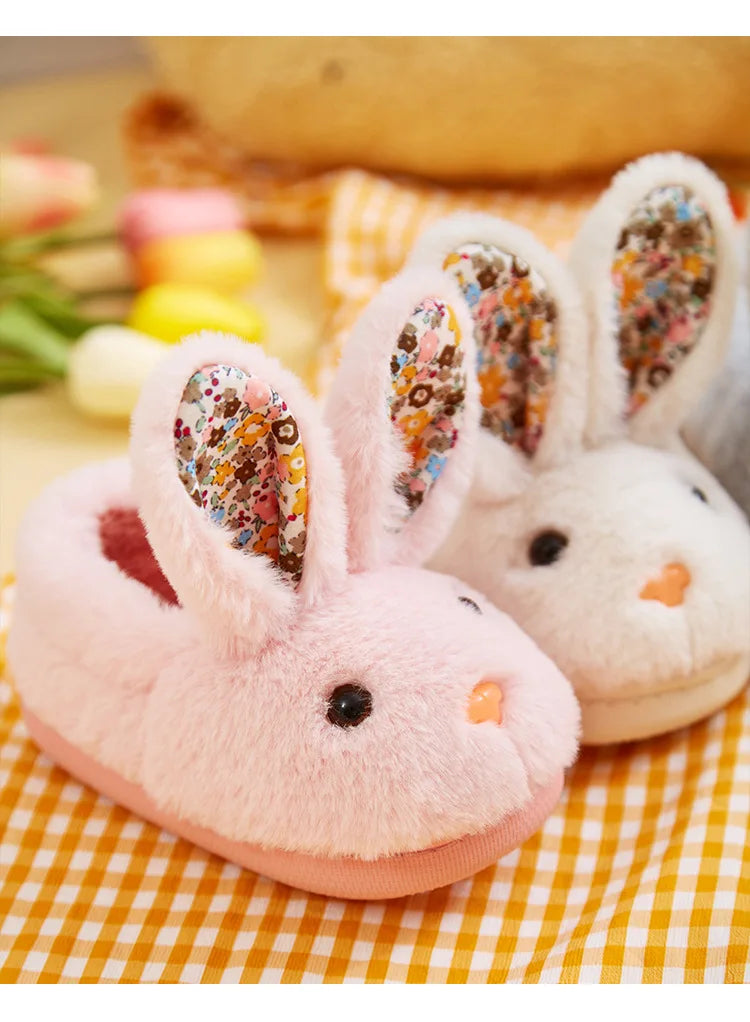 Kid Shoes Girl Fur Slippers Anti Slip Warm Slippers Fashionable Color Matching Cotton Slipper Autumn Winter Thick Bottom Slipper