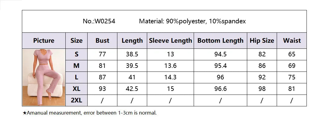 Two-Piece Spring and Summer Women's Pajamas Long Pants Short-Sleeved Lady Fashion Homewear Solid Striped Elastic Soft Loungewear clothes