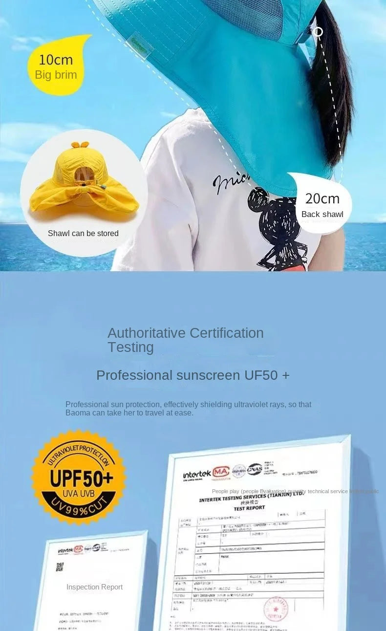 Kid Hat Summer Cap UV Protection Hats Beach Hats Large Brim Fisherman Hats