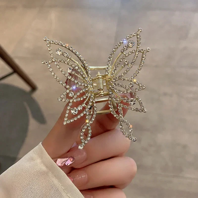 2024 New Fashion Luxury Temperament Multi-ring Pearl Butterfly Clip Diamond Disc Hairpin Banquet Gift Hair Accessories