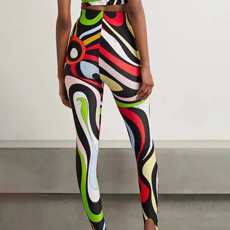 European Fashion Design Women's Two-piece Swimsuits Tight Fitting Vest Pants Swimwear Sports Yoga Suits Beach Casual Bikini