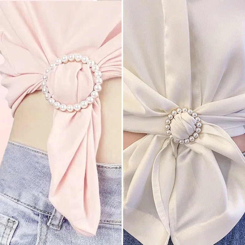Women Geometric Brooch Clothes Corner Knot Button Ring Shirt Hem T-shirt Scarf Buckle Clothes Decoration Accessories