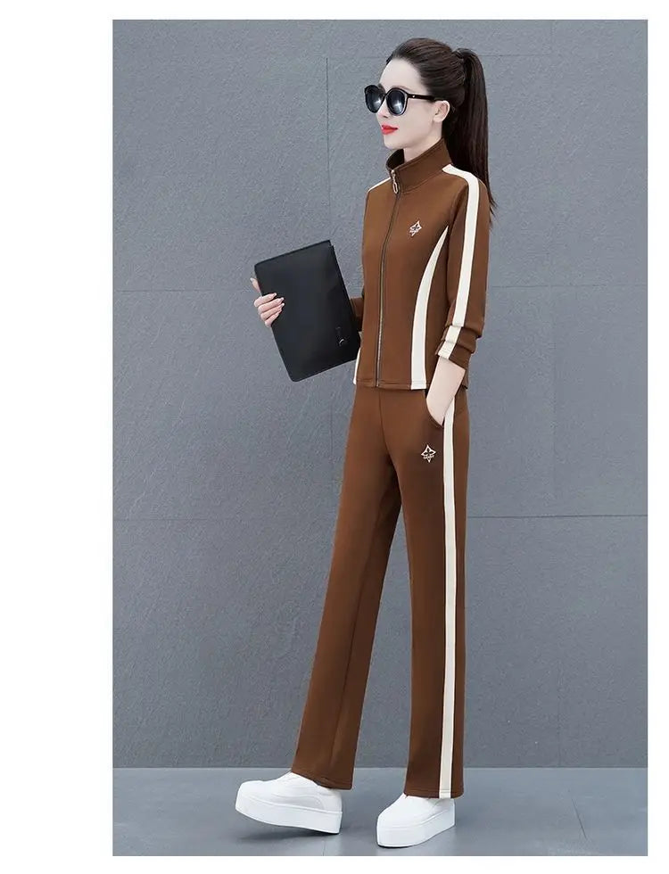 Women's Sportswear Suit Spring And Autumn Clothing New Fashion Leisure Tracksuit For Woman Crop Top Pants Two Pieces Sets