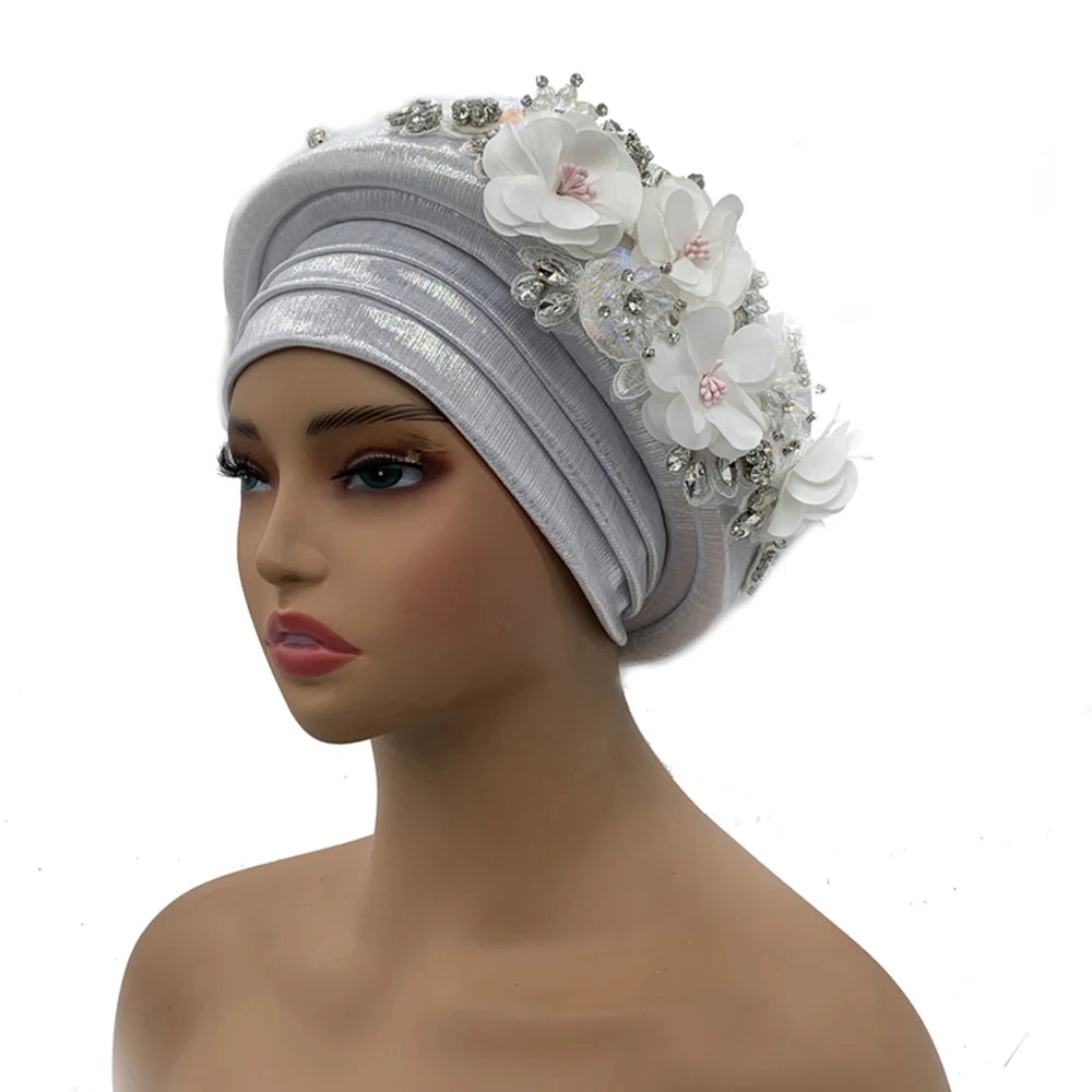 Exquisite Bouquet African Women's Turban Cap Ready to Wear Nigeria Auto Gele Headtie Female Fashion Head Wraps Turbante Mujer