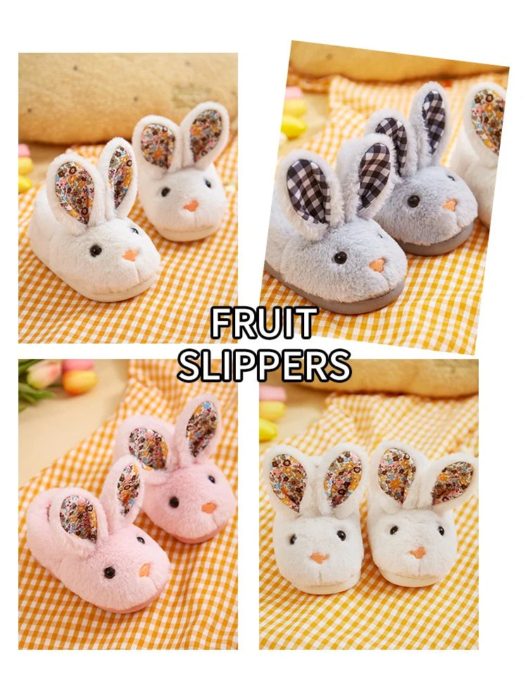 Kid Shoes Girl Fur Slippers Anti Slip Warm Slippers Fashionable Color Matching Cotton Slipper Autumn Winter Thick Bottom Slipper